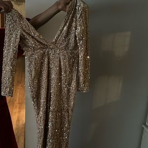 v cut sequence jumpsuit